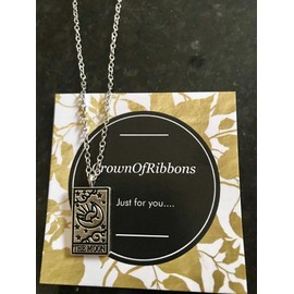 CrownOfRibbons Tarot Card Necklace, Moon Pendant Stainless Steel Jewellery, in an Organza Bag