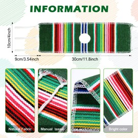 Irenare 36 Pcs Beer Poncho Mini Serapes Bottle Covers for Cinco De Mayo Multi Color Assorted Mexican Bottle Ponchos with Rainbow Striped Mexican Fiesta Party Decoration(Fresh Color)