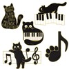 5pc Cartoon Black Cat Piano Notes Alloy Enamel Lapel Pin