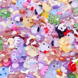 JINDUODUO 100 Pcs Flatback Mini Resin Slime Charms Bulk for Nail Art Crafts, Flatback 3D Mixed for DIY Scrapbooking Crafting