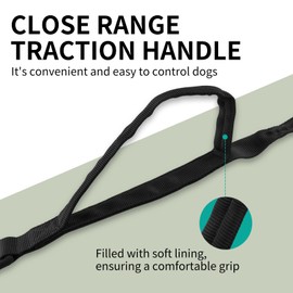 Tactical Leash with Elastic retraction with Control Handle and Metal Carabiner. Can be Used for Large, Medium and Small Dogs. (Black)