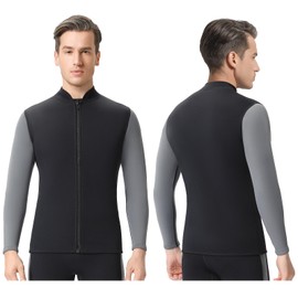 Wetsuit Top Women Men 3mm Neoprene Women Jacket Long Sleeves Front Zipper Wet Suit 2mm for Surfing Diving Swimming Snorkeling Kayaking