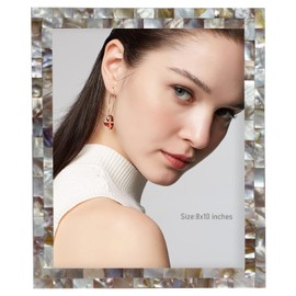 MOPTORLS 8x10 Mother of Pearl Shell Picture Frame, Suitable for Hangable Wall and Tabletop, Ideal for Home Decoration and Gifts, 1 Item Colorful