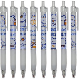 Maydahui Cute Bear Rabbit Retractable Ballpoint Pen, Set of 12, 0.02 inches (0.5 mm), Black, Stylish, Animal, Gel Ballpoint Pen, Cute, Stationery, Gift, Present, Kids, Students