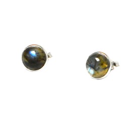 Art Gecko LABRADORITE Round Shaped Sterling Silver Stud Earrings - 8 mm
