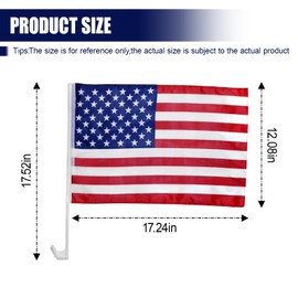 UHANBUT 2PCS American Car Window Flags, 17" x 12" USA Car Flag with Window Clip & Flag Pole, Double Sided Vehicle Patriotic Decoration Accessories for Cars, Trucks, SUVs