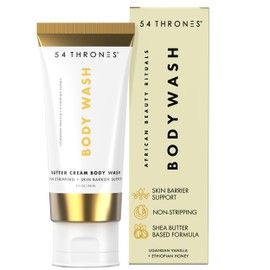 54 Thrones Mini Non-Stripping Butter Cream Body Wash, Shea Butter Body Wash, Exfoliating & Moisturizing Liquid Soap, Ugandan Vanilla + Ethiopian Honey