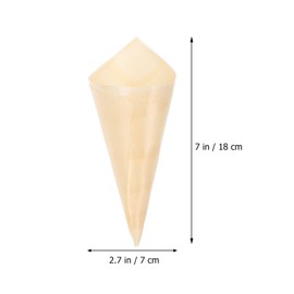 STOBOK 50pcs Disposable Wood Cones 7 Inches Serving Cone Food Tasting Cone for Appetizers Candy Party Restaurant