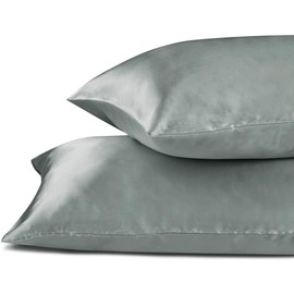 Satin Pillowcases Set for Hair - Pillowcase Covers with Envelope Closure -Cool and Easy to Wash -Set of 2 - Only Pillow Cover No Insert (Dark Grey, King(20"x40"))