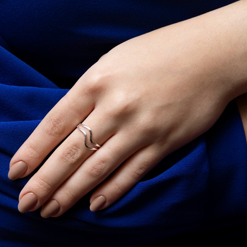 Tuscany Silver Double Wave Ring - Size P