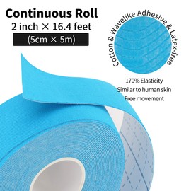 Kinesiology Tape Uncut Physio Tape Bands for Training, Sports and Injury Recovery, Athletic Tape Ideal for Knee, Joint and Muscle Support (4 Rolls Blue)