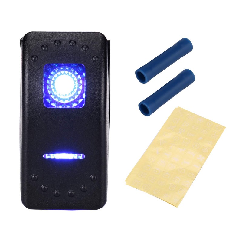 Garfour 12V5A Waterproof Blue LED Rocker Switch 5pin with Pattern