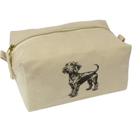 'Standard Wire-haired Dachshund Side View' Canvas Wash Bag/Makeup Case (CS00042357)