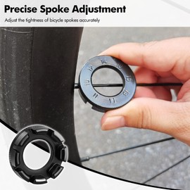 poeland Bicycle Spoke Wrench Tool, 6 in 1 Bike Spanner Spoke Tool 10-15 Gauge, 8 Way Bike Rim Truing Tool for Adjust Bicycle Wheel Tension (Black, Red)