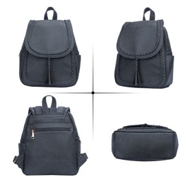 KKXIU Fashion Small Synthetic Leather Backpack Purse For Women and Teen Girls With Tassel, Grey, Small, Classic