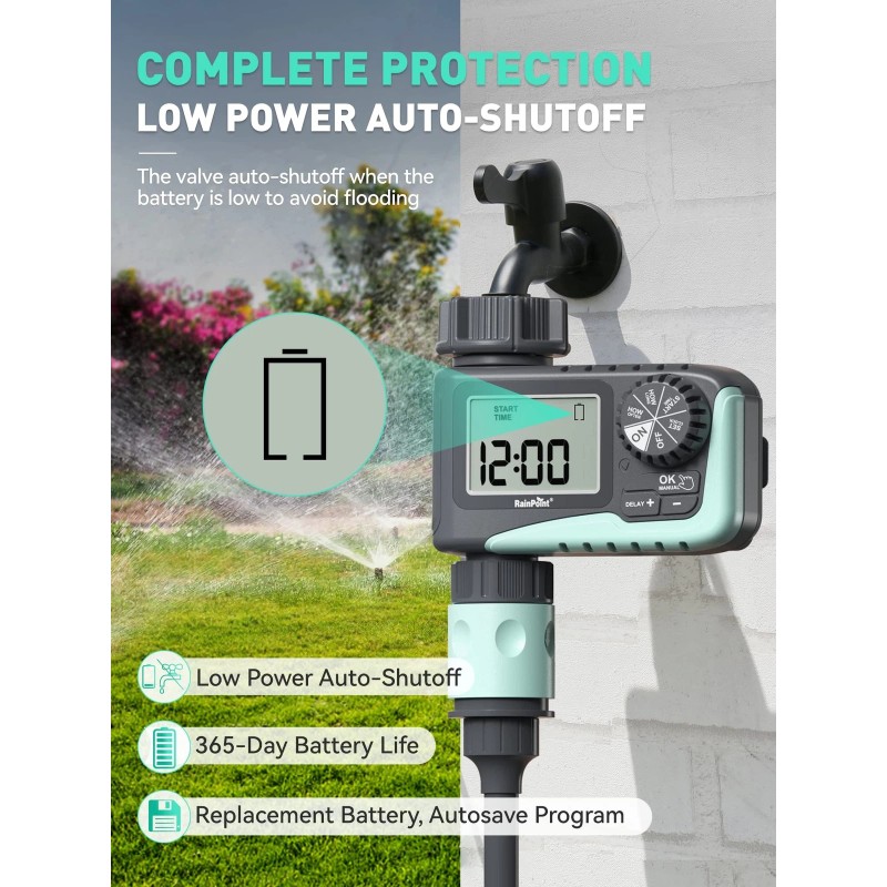 RAINPOINT Sprinkler Timer, Programmable Water Timer for Garden Hose, Outdoor