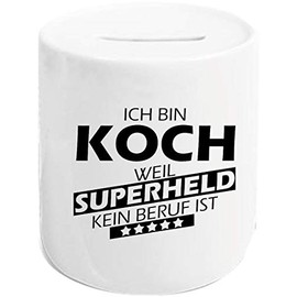 ShirtInStyle Money Box Piggy Bank "Ich Bin Koch Weil Superhero kein Beruf ist kein Beruff" [German Language]