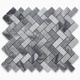 Stone Center Online Bardiglio Gray Marble 1x2 Herringbone Mosaic Tile Honed Kitchen Bath Wall Floor Backsplash Shower (1 Sheet)