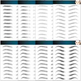 Eyebrow Tattoo Stickers 84 Pairs, 8 Sheets Eyebrow Temporary Tattoo Peel Off Sticker Waterproof 6D Hair-Like False Instant Transfer