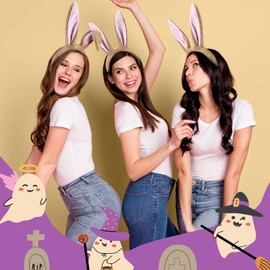 Halloween Plush Bunny Ear Headband, Cute Bunny Headband for Halloween Christmas Party Cosplay Costume Accessories