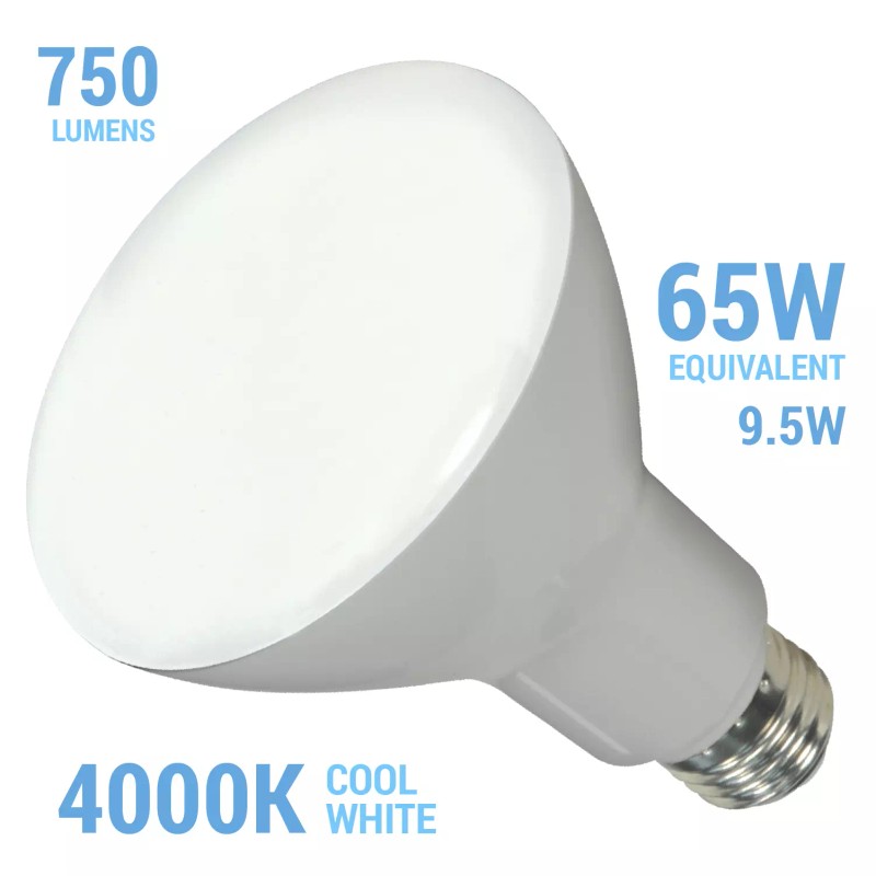 Satco S9622 LED Bulb 9.5W =65W BR30 4000K Cool White