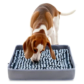 FunFurry Snuffle Mat for Dogs, Dog Puzzle Mat, Interactive Dog Toys for Enrichment,Sniff Mats with Non-Slip Backing,Suitable for Breeds and Sizes of Dogs (Silver, 17" X 15")