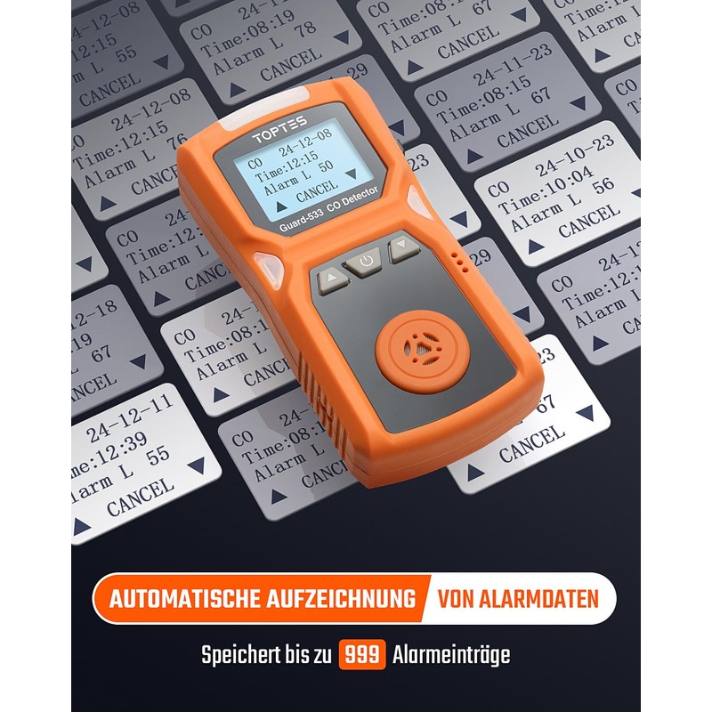 TopTes Guard-533 Portable Carbon Monoxide Detector with Visual, Acoustic and