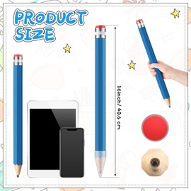 Trandraft 16 Inch Wooden Large Jumbo Pencils Giant Big Funny Wood Pencil with Cap and Eraser Fun Novelty Gifts for Kids School Kindergarten Home Office Prop Supplies(Blue)