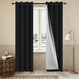 OYRING 3 Layers Soundproof Curtains for Winter, Full Blackout Thermal Curtains for Bedroom Living Room (Black, 1 Panel 50x96 Inch)