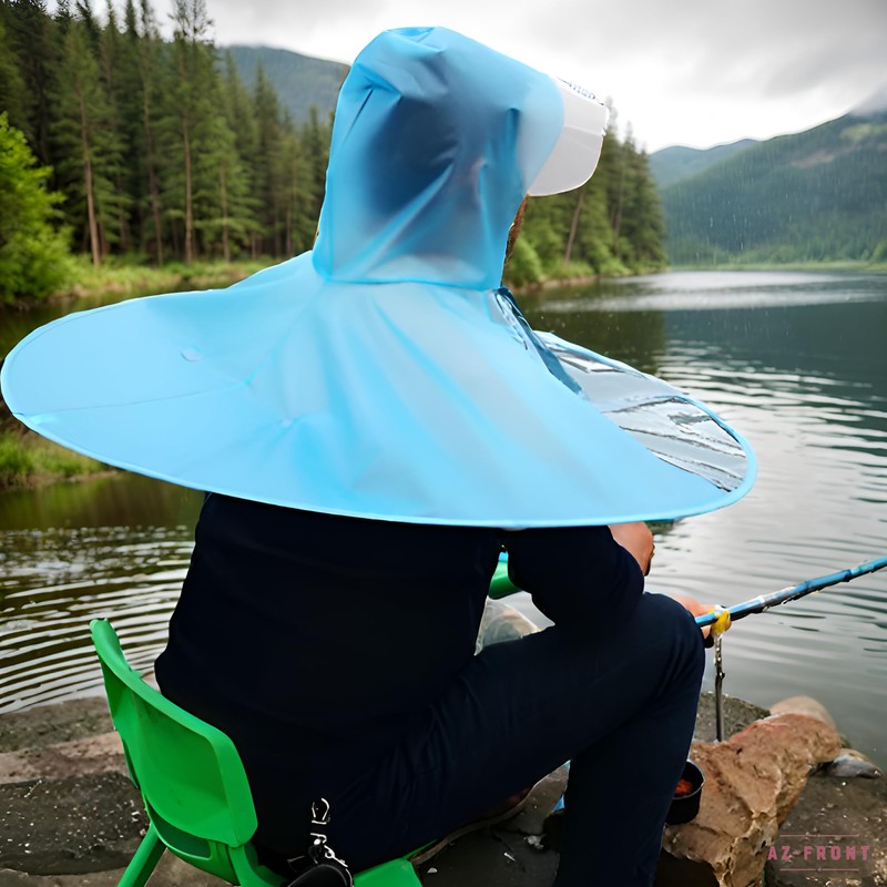 AZ-FRONT Over Head Lightweight Fishing Umbrella Ambidextrous Foldable Transparent Rain