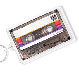 Retro Cassette Tape Keychain with Scannable QR Code Link to Your Song | Double Sided Acrylic Key Chain, Christmas, Birthday Gift for Music Lover and Men, Christmas Gift 5 * 7.1cm