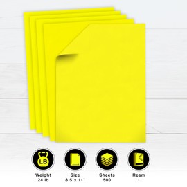 PrintWorks Premium Bright Lemon Yellow Colored Paper 8.5" x 11" - 24 lb/89 gsm - 500 Sheets - Made in the USA - FSC® Certified - Acid-Free & Fade-Resistant - Printer Compatible (00101)