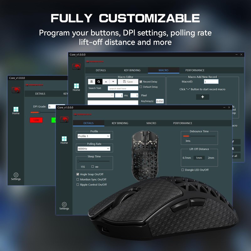 MAMBASNAKE M5 Ultra Wireless Gaming Mouse,39g Carbon Fiber,42K DPI PAW3950