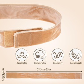 Quilax 2 Pack Wig Grip Band, Adjustable Wig Liner Headband with Hairnet, Non Slip Wigs Band Cap for Lace Front(Beige)