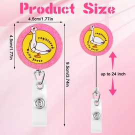 Loghohu Funny Silly Goose Badge Reel, Nurse Badge Reel with Alligator Clip Retractable ID Holder Cute Badge Reels for RN Doctor Nursing Student Medical Staff