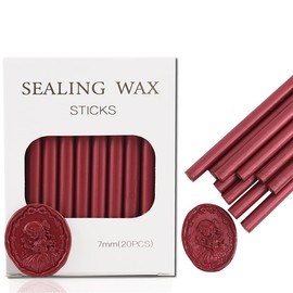 YOLAKIS Glue Gun Wax Seal Sticks 20pcs Wine Red Sealing Wax Sticks for Wax Seal Stamp Great for Invitation Christmas Cards Envelope Package Wax Seal Decoration (20pcs Wine Red)