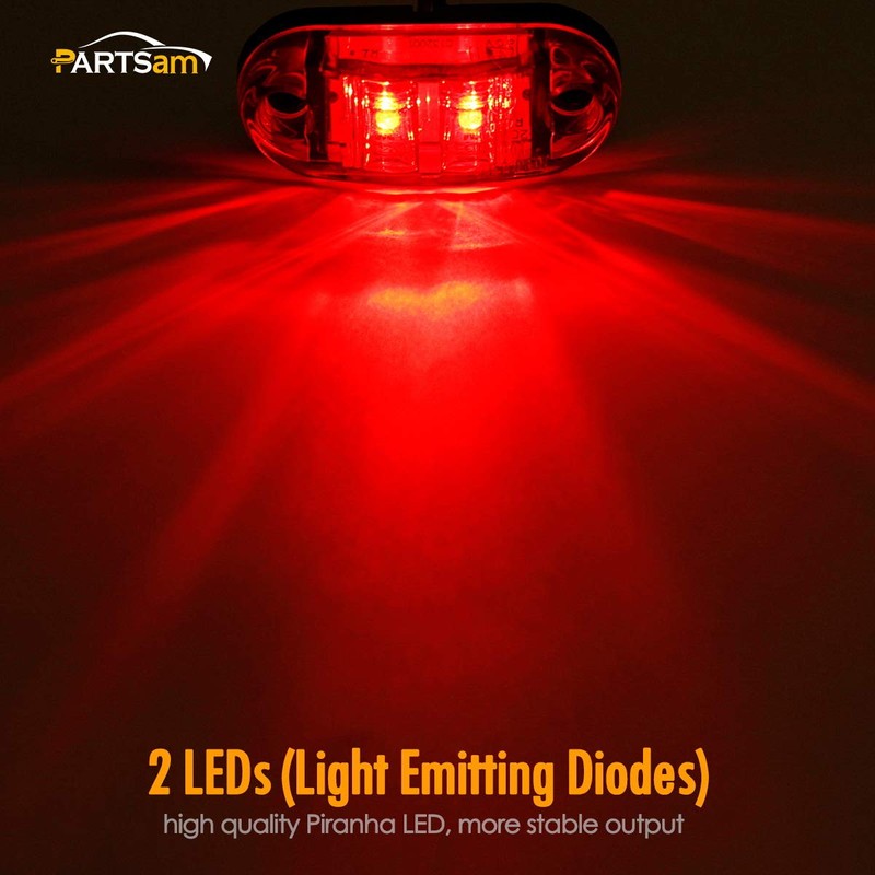 Amber Red 2.5" 2 Diode Oval LED Trailer Truck Clearance