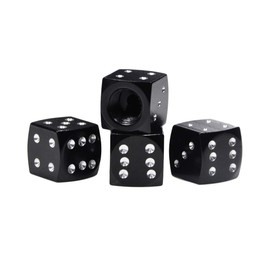 Cobella Black Dice Style Valve Cap Aluminum Car Bike Tire Air Valve Dustproof Stem Caps Cover, Pack of 4