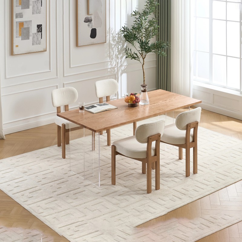 Elegant Farmhouse Accent Cane Solid Wood Leg Chenille Fabric Upholstered