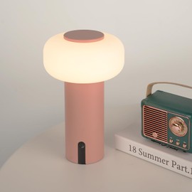 WEILAILUX Shower Lamp Waterproof, Outdoor Cordless Table Lamp Rechargeable, Portable Battery Operated Light, Touch Dimmable Night Light for Bedroom/Patio/Dinning/Camping (Pink)