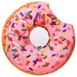 Vessia Pink Donuts Printed Throw Blanket, Realistic Funny Food Blanket for Adults and Kids, 300GSM Soft Giant Donuts Throw for Couch, Sofa, Bed, Fun Decor for All Seasons, 71 inches