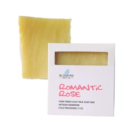 Bluebyrd Soap Romantic Rose Goat's Milk Soap Bar | Goat Milk Soap with Organic Shea Butter | Handmade Natural Fresh Goat Milk Bar Soap | Floral Scented (Rose)