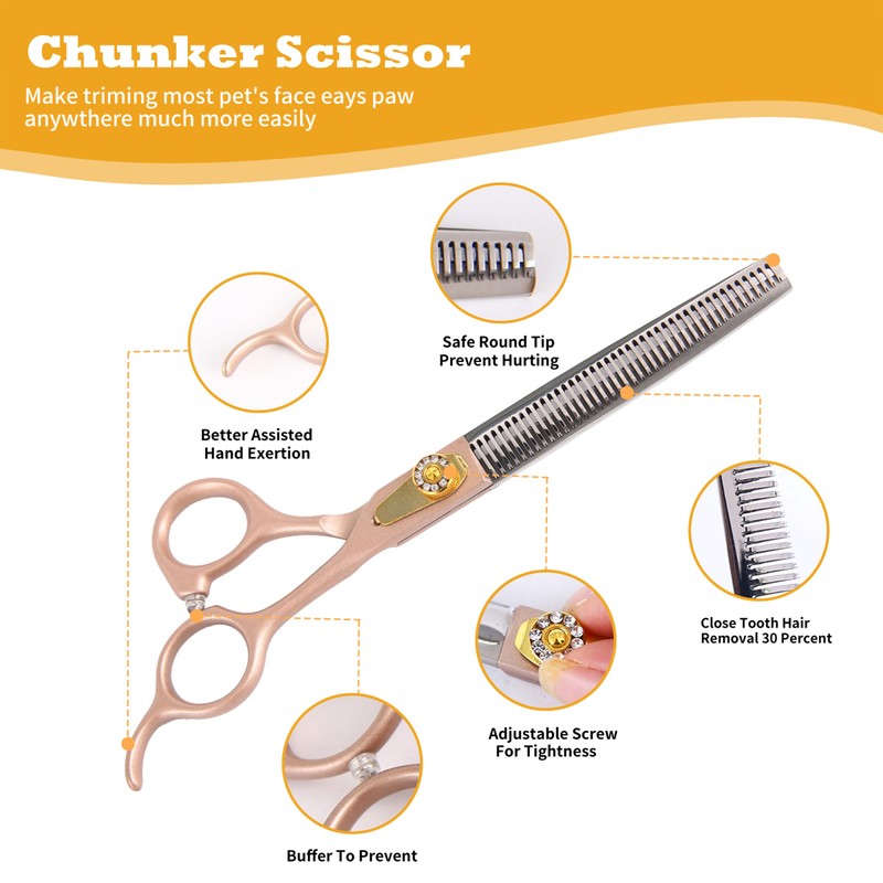 7 Inch Professional Dog Grooming Scissors Kit, 6-in-1 Grooming Scissors
