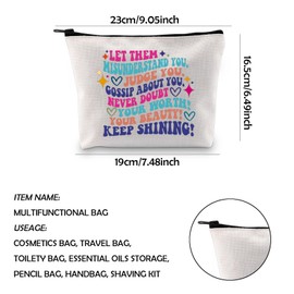 WCGXKO Mental Health Gift Let Them Misunderstand You Judge You Gossip About You Zipper Bag Makeup Bag (Let Them CA)