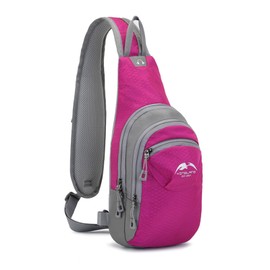 FANDARE Unisex Chest Bag Sports Shoulder Bags Sling Bag Men Women Shoulder Bags Crossover Backpack Shoulder Bag Daypacks for Outdoor Travel Camping Hiking Backpacks Crossbody Pack, pink-red, Daypack