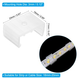 PATIKIL 100pcs LED Strip Lamp Clips Mounting Hardware Fixing Clips Plastic Clamp Holder with Screws 18mm-20mm Neon RGB Light Cable Ribbon Translucent