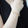 Gold-Tone Chain Bracelet with Flower and Star Charms, Gold-Tone Long