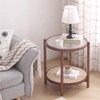 Tiita Rattan Coffee Table, Round End Table, 2-Tier Modern Side