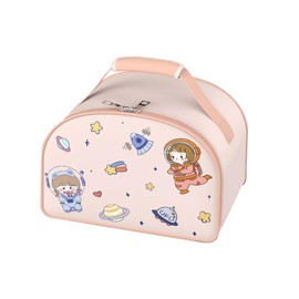 Soulnioi Lunch Box Bento Box Bag for Kids, Insulated Lunch Bag Box for Boys and Girls, Portable Meal Tote Kit, Space Astronauts Themed Lunch Box Bag (Pink)