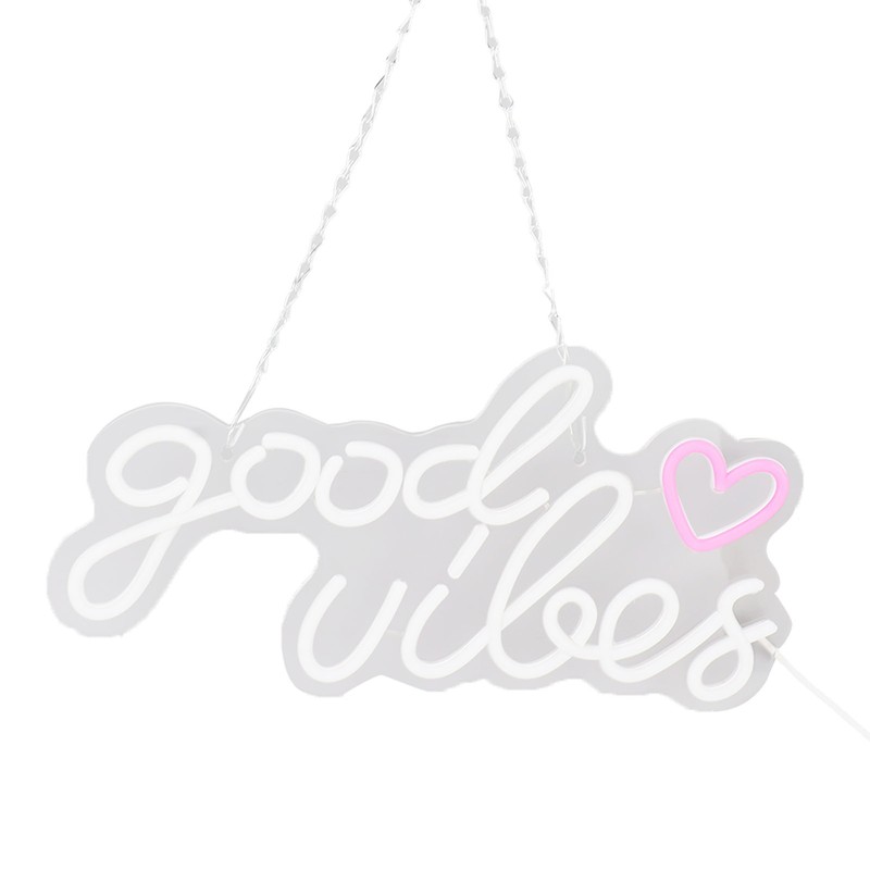 Neon Sign Good Vibes LED Light Acrylic USB Powered Wall